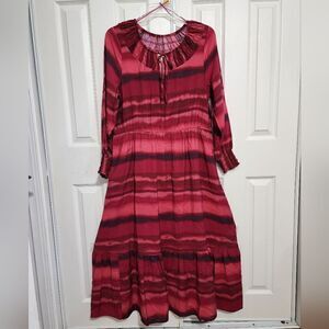New Terra & Sky Dress Peasant Tiered Long Sleeve Maxi Tuscan Rose Plus Size